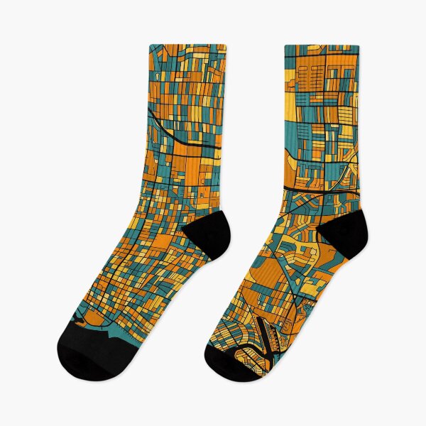 Item preview, Long Beach Map Pattern in Orange & Teal designed and sold by PatternMaps.