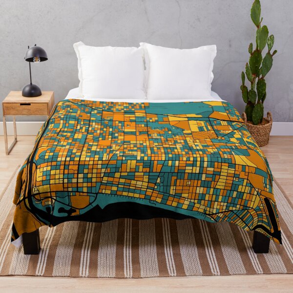 Item preview, Long Beach Map Pattern in Orange & Teal designed and sold by PatternMaps.