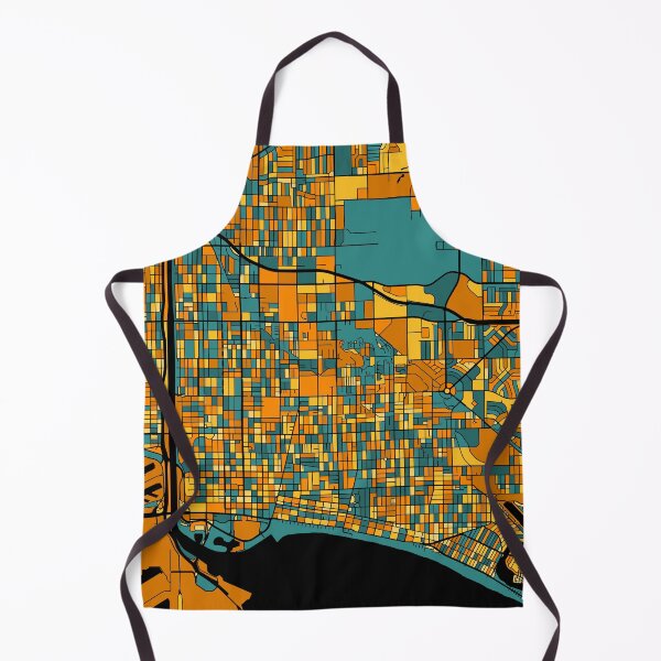 Item preview, Long Beach Map Pattern in Orange & Teal designed and sold by PatternMaps.