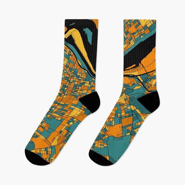 Item preview, Louisville Map Pattern in Orange & Teal designed and sold by PatternMaps.