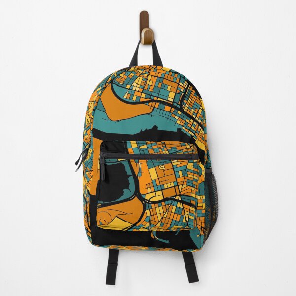 Item preview, Oakland Map Pattern in Orange & Teal designed and sold by PatternMaps.