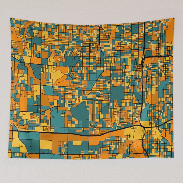 Item preview, Omaha Map Pattern in Orange & Teal designed and sold by PatternMaps.