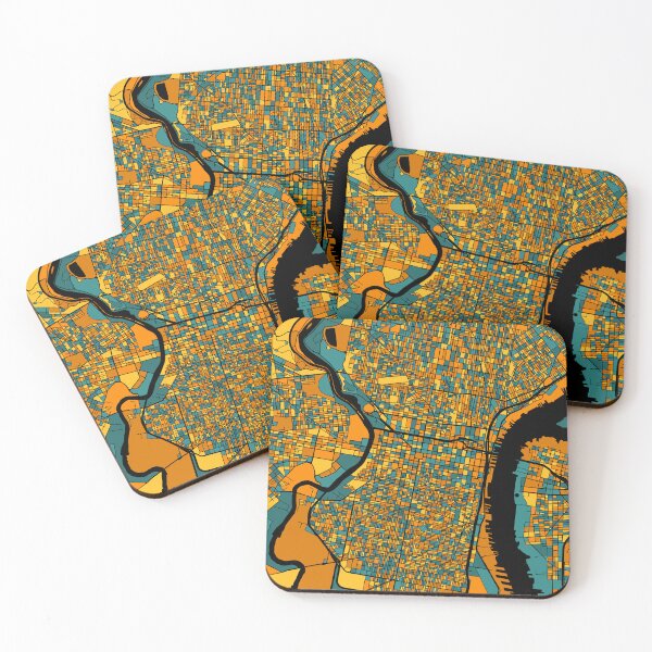 Item preview, Philadelphia Map Pattern in Orange & Teal designed and sold by PatternMaps.
