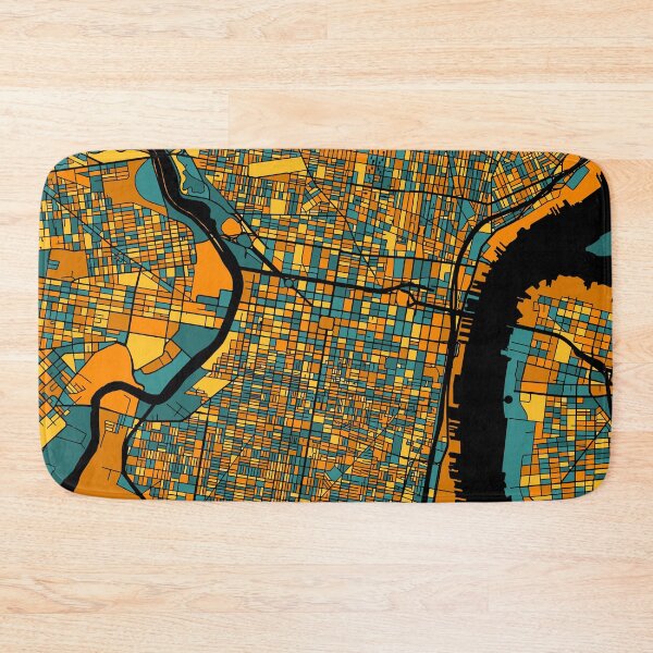 Item preview, Philadelphia Map Pattern in Orange & Teal designed and sold by PatternMaps.