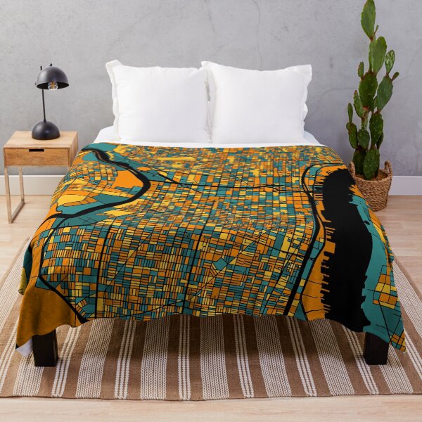 Item preview, Philadelphia Map Pattern in Orange & Teal designed and sold by PatternMaps.