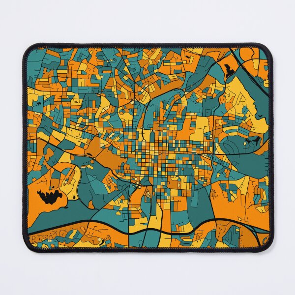 Item preview, Raleigh Map Pattern in Orange & Teal designed and sold by PatternMaps.