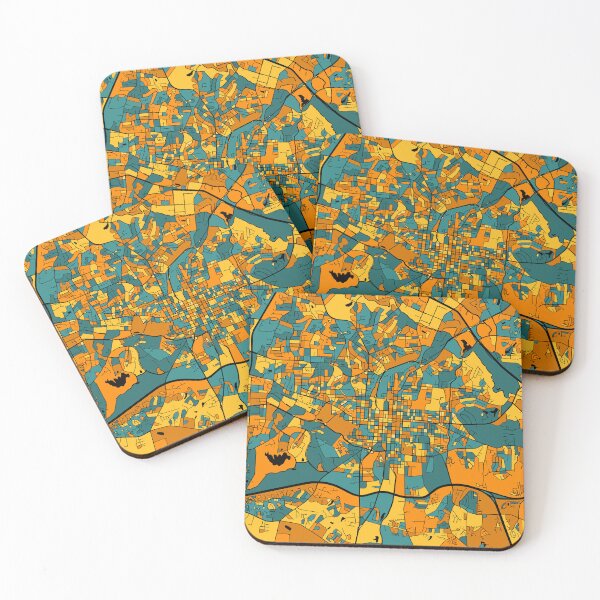 Item preview, Raleigh Map Pattern in Orange & Teal designed and sold by PatternMaps.