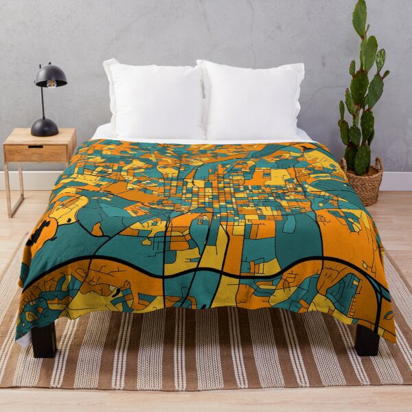 Item preview, Raleigh Map Pattern in Orange & Teal designed and sold by PatternMaps.