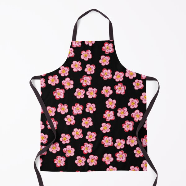 Aperçu de l'œuvre Fleurs roses dessinées sur fond noir créée et vendue par FlowerandDesing.