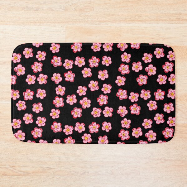 Item preview, Drawn pink flowers on a black background designed and sold by FlowerandDesing.