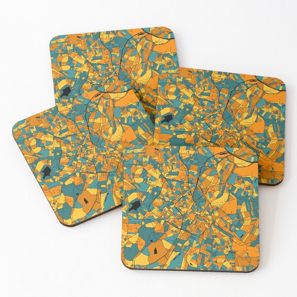 Item preview, Birmingham Map Pattern in Orange & Teal designed and sold by PatternMaps.