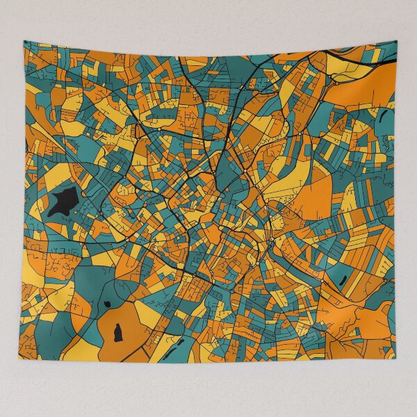 Item preview, Birmingham Map Pattern in Orange & Teal designed and sold by PatternMaps.