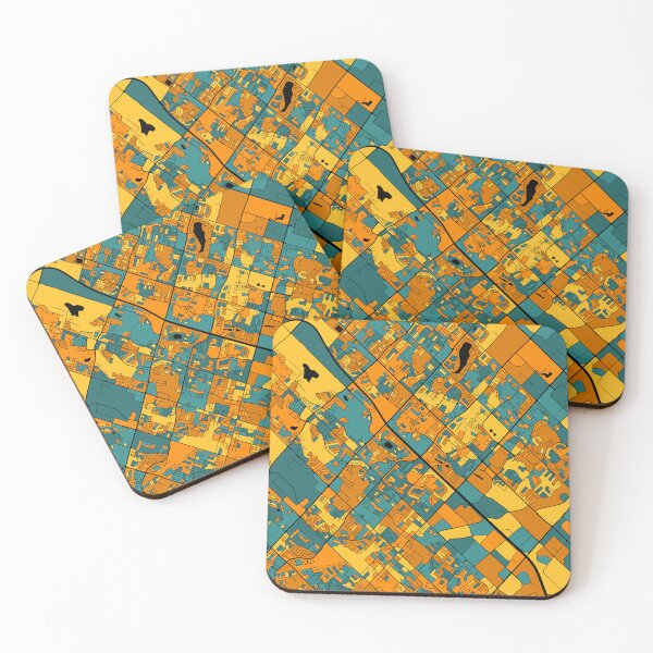 Item preview, Brampton Map Pattern in Orange & Teal designed and sold by PatternMaps.