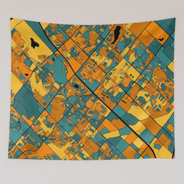 Item preview, Brampton Map Pattern in Orange & Teal designed and sold by PatternMaps.