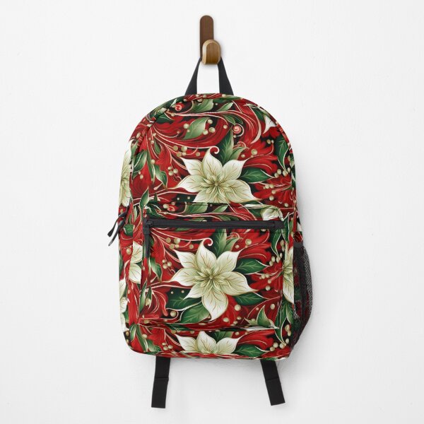 Item preview, Colorful fantasy pattern red green beige white christmas poinsettias designed and sold by G-M-Designs.