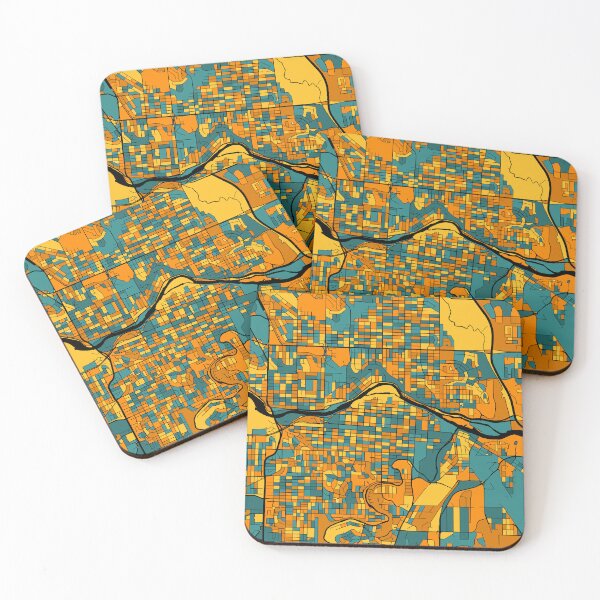 Item preview, Calgary Map Pattern in Orange & Teal designed and sold by PatternMaps.
