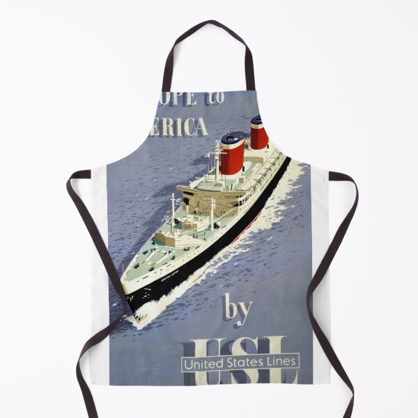 Item preview, STK502124A-Vintage travel poster at sea, Europe to America by United States Lines, circa 1955. designed and sold by StocktrekImages.
