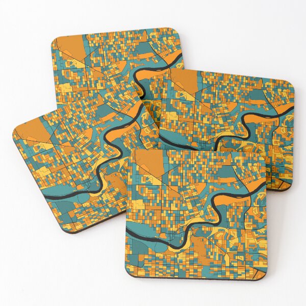 Item preview, Edmonton Map Pattern in Orange & Teal designed and sold by PatternMaps.
