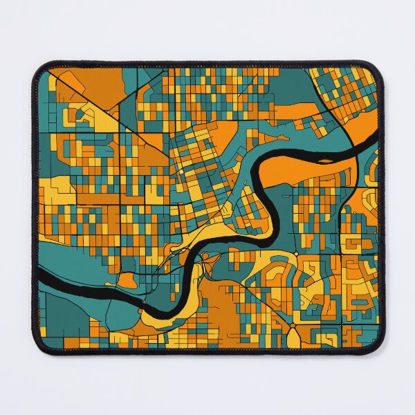 Item preview, Edmonton Map Pattern in Orange & Teal designed and sold by PatternMaps.