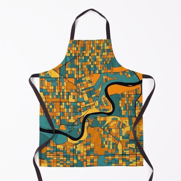 Item preview, Edmonton Map Pattern in Orange & Teal designed and sold by PatternMaps.