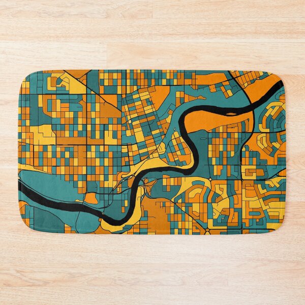 Item preview, Edmonton Map Pattern in Orange & Teal designed and sold by PatternMaps.