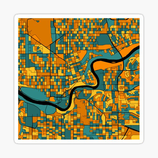 Item preview, Edmonton Map Pattern in Orange & Teal designed and sold by PatternMaps.