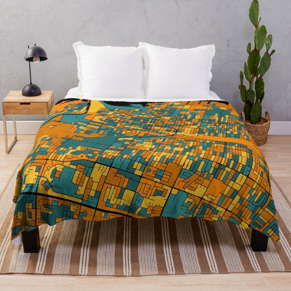 Item preview, Hamilton Map Pattern in Orange & Teal designed and sold by PatternMaps.