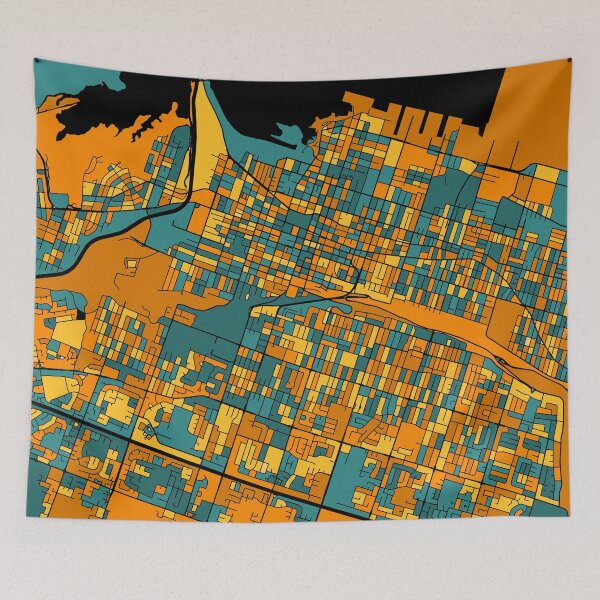 Item preview, Hamilton Map Pattern in Orange & Teal designed and sold by PatternMaps.