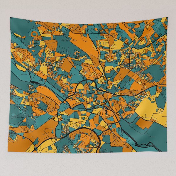 Item preview, Leeds Map Pattern in Orange & Teal designed and sold by PatternMaps.