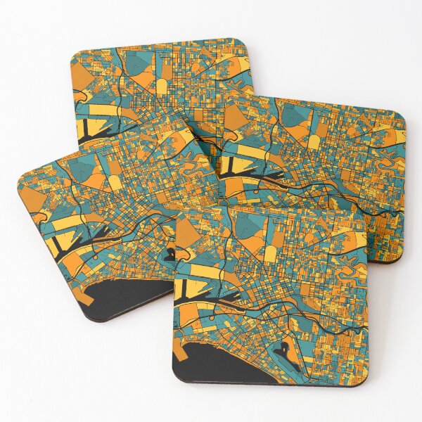Item preview, Melbourne Map Pattern in Orange & Teal designed and sold by PatternMaps.
