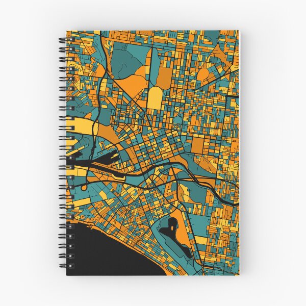 Item preview, Melbourne Map Pattern in Orange & Teal designed and sold by PatternMaps.