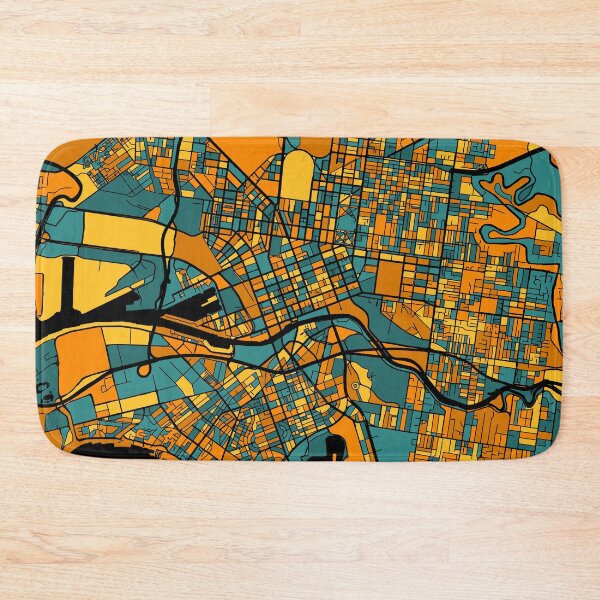 Item preview, Melbourne Map Pattern in Orange & Teal designed and sold by PatternMaps.