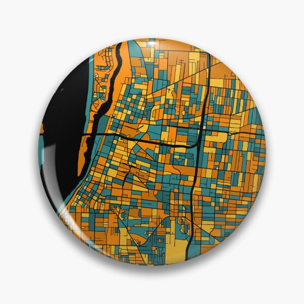 Artikelvorschau, Memphis-Kartenmuster in Orange und Blaugrün entworfen und verkauft von PatternMaps.