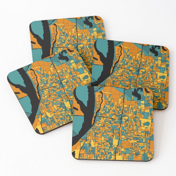 Item preview, Memphis Map Pattern in Orange & Teal designed and sold by PatternMaps.