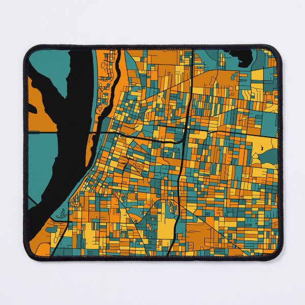 Item preview, Memphis Map Pattern in Orange & Teal designed and sold by PatternMaps.