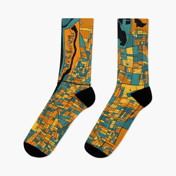 Item preview, Memphis Map Pattern in Orange & Teal designed and sold by PatternMaps.