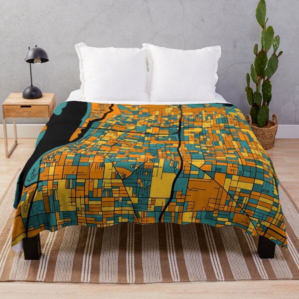 Item preview, Memphis Map Pattern in Orange & Teal designed and sold by PatternMaps.