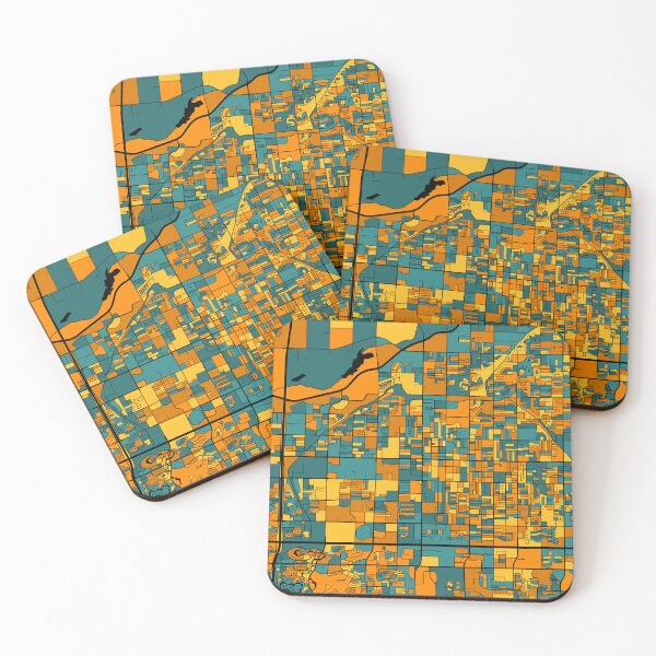 Artikelvorschau, Mesa-Kartenmuster in Orange und Blaugrün entworfen und verkauft von PatternMaps.