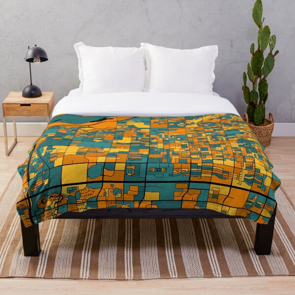 Artikelvorschau, Mesa-Kartenmuster in Orange und Blaugrün entworfen und verkauft von PatternMaps.
