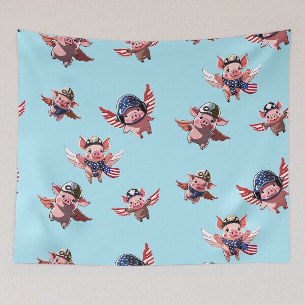 Item preview, 5 flying cute aviator pigs, when pigs fly designed and sold by Sunmoonlove.