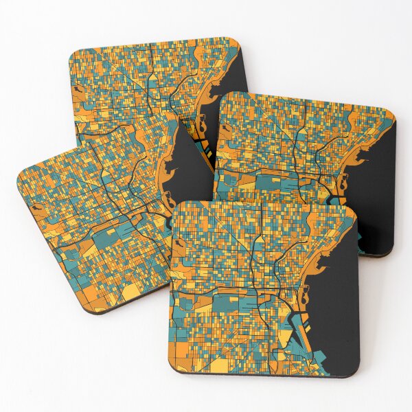 Item preview, Milwaukee Map Pattern in Orange & Teal designed and sold by PatternMaps.