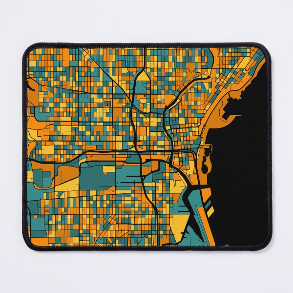 Item preview, Milwaukee Map Pattern in Orange & Teal designed and sold by PatternMaps.