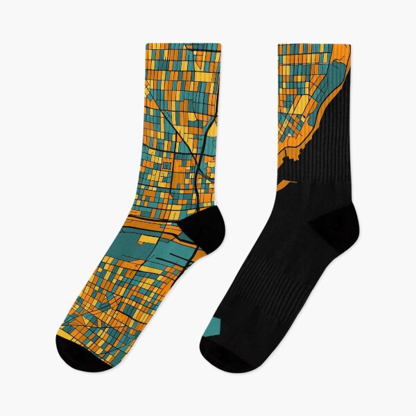 Item preview, Milwaukee Map Pattern in Orange & Teal designed and sold by PatternMaps.
