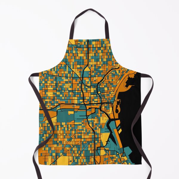 Item preview, Patrón de mapa de Milwaukee en naranja y verde azulado designed and sold by PatternMaps.