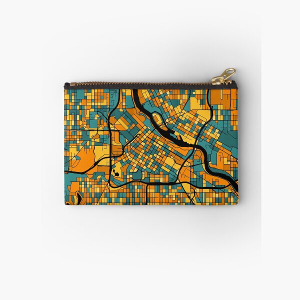Artikelvorschau, Minneapolis-Kartenmuster in Orange und Blaugrün entworfen und verkauft von PatternMaps.