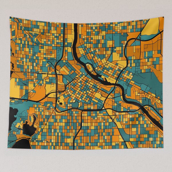 Item preview, Minneapolis Map Pattern in Orange & Teal designed and sold by PatternMaps.