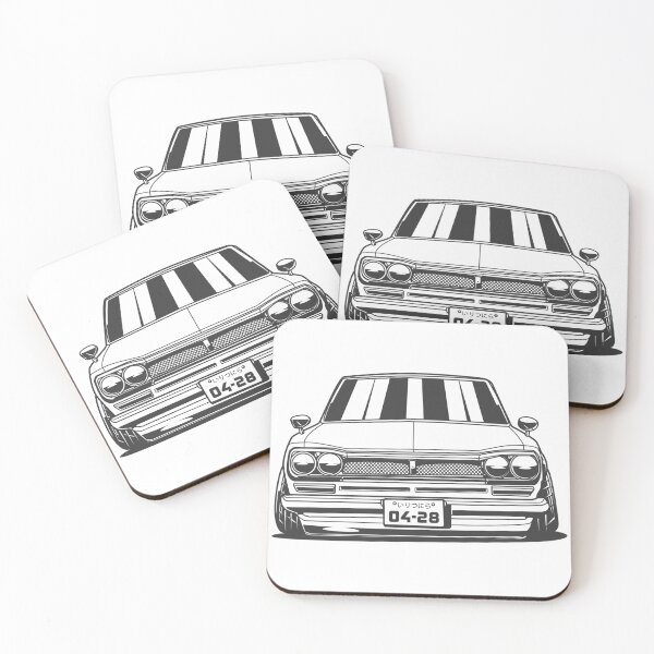 Artikelvorschau, EINFARBIGER SCHWARZ-WEIßER NISSAN SKYLINE HAKOSUKA entworfen und verkauft von TrilogyMerch.