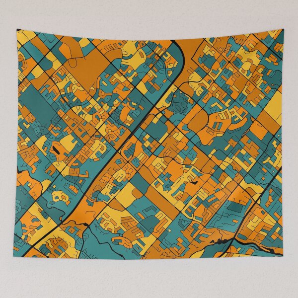 Item preview, Mississauga Map Pattern in Orange & Teal designed and sold by PatternMaps.