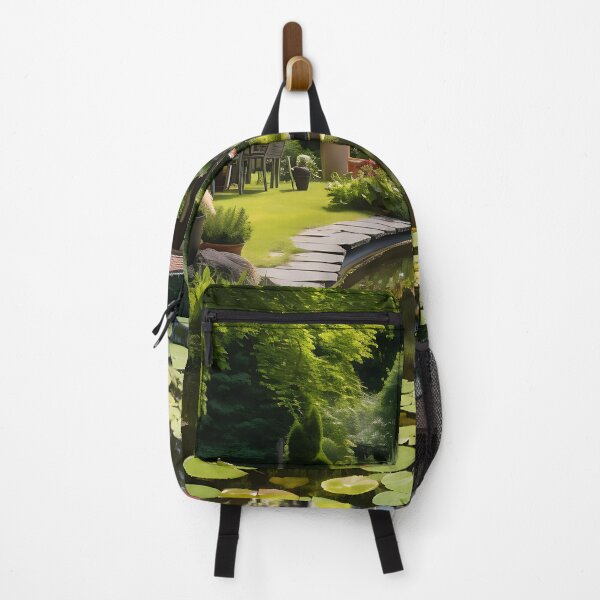 Item preview, Image of a landscaped garden with a pond in the style of an oil painting designed and sold by Pflugart.