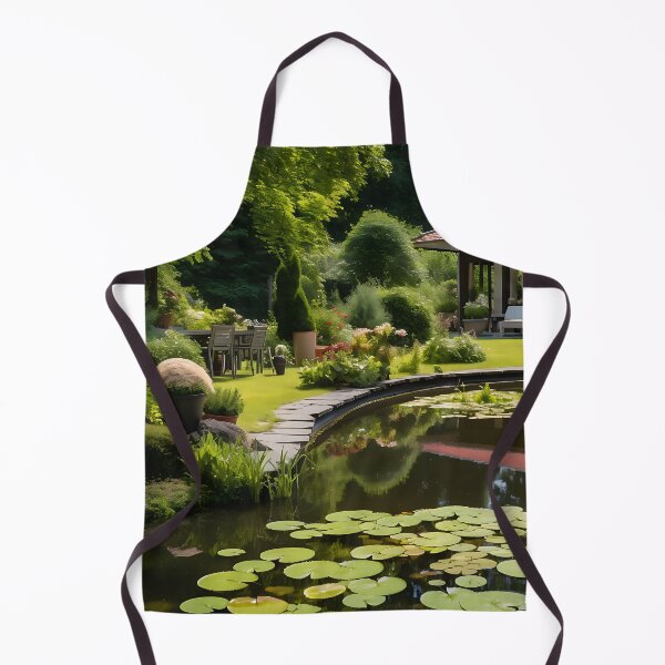 Item preview, Image of a landscaped garden with a pond in the style of an oil painting designed and sold by Pflugart.
